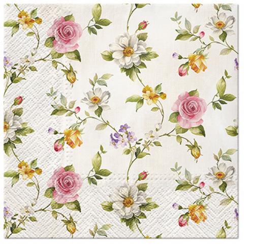20 Servietten Tender Roses - Zarte Rosenketten 33x33cm