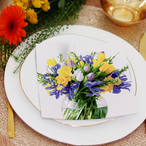 20 Servietten Flower Vase - Vase voller eleganter Blumen 33x33cm