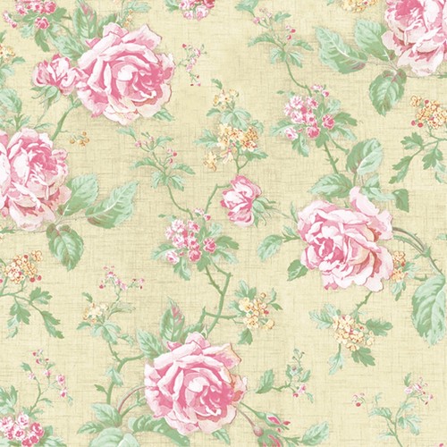 20 Servietten English Style Roses Ecru - Englische Rosen auf creme 33x33cm