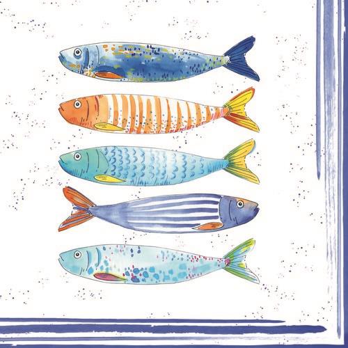 20 Servietten Bord de Mer - Bunte Fische aus dem Meer 33x33cm