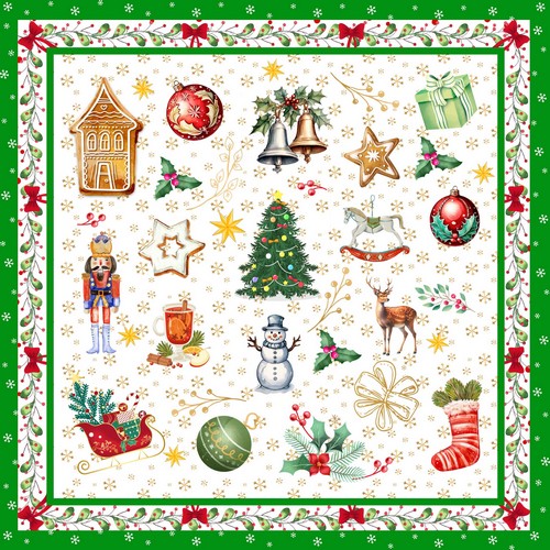 20 Servietten Cozy Christmas Time green - Gemütliche Weihnachten grün 33x33cm