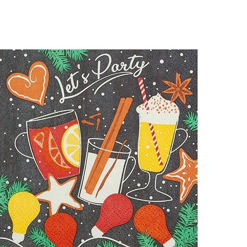 20 kleine Cocktailservietten Xmas Party - Getränke für Weihnachten 25x25cm