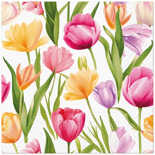 20 Servietten Tulip Dream Pattern - Tulpen in bunten Farben 33x33cm