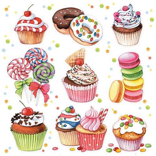 20 Servietten Sweets - Köstliche Süßigkeiten 33x33cm