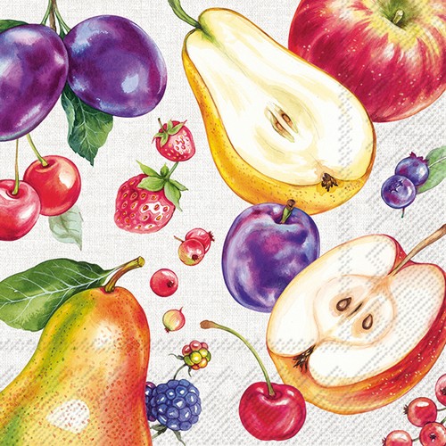 20 Servietten Farm Fruits - Obst aus der Ernte 33x33cm
