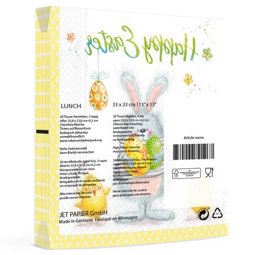 20 Servietten Funny Easter Team - Lustiher Hase mit Küken 33x33cm