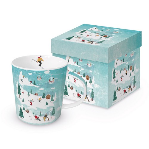 Tasse aus Porzellan St. Moritz - Skiurlaub im Winter 0,4L, Höhe 9,7cm