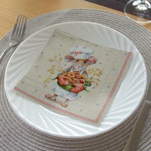 20 Servietten Anna baked - Fleißige Bäckermaus 33x33cm