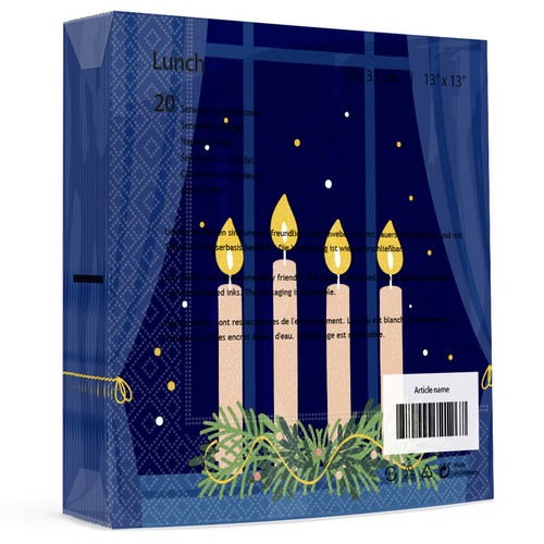 20 Servietten Advent Night - Kerzen bei Nacht 33x33cm