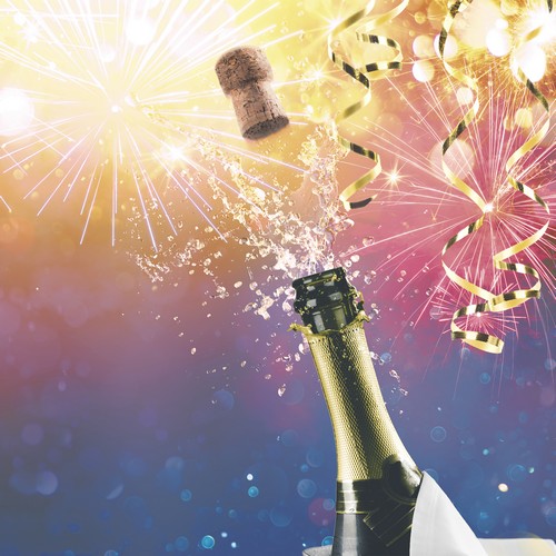 20 Servietten Pop open - Korken knallt aus Flasche 33x33cm