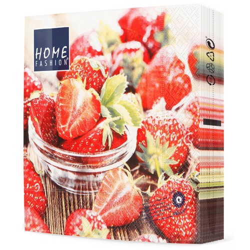 20 Servietten Tasty Strawberries - Liebe für Erdbeeren 33x33cm