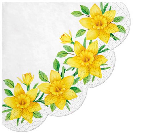 12 Servietten rund Daffodils in Bloom - Gelbe Narzissenblüten Ø32cm