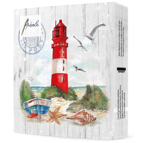 20 Servietten Lighthouse - Möwen umfliegen Leuchtturm 33x33cm
