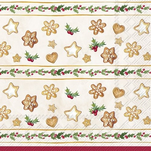20 Servietten Cookie Garland - Lebkuchen und Plätzchen 33x33cm