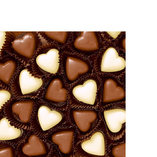 20 kleine Cocktailservietten Chocolate Hearts - Schokoladenherzen 25x25cm