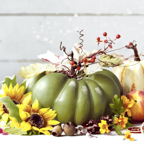 20 Servietten Floral Pumpkin - Kürbis um Blumen 33x33cm
