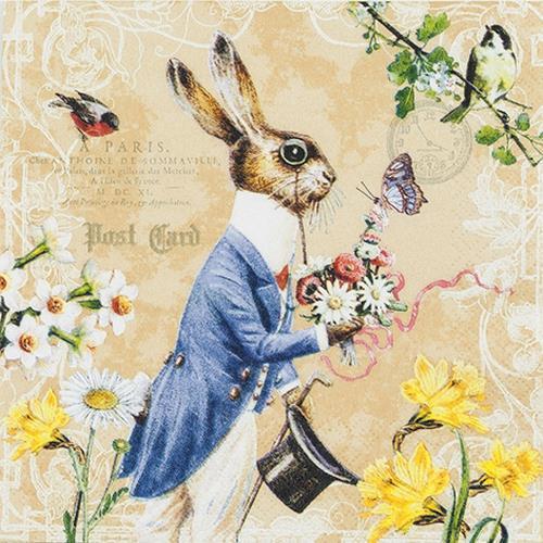 20 Servietten Mr. Rabbit - Hase im Kostüm 33x33cm