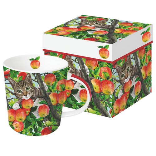 Tasse aus Porzellan Fuji - Katze im Apfelbaum 0,4L, Höhe 9,7cm