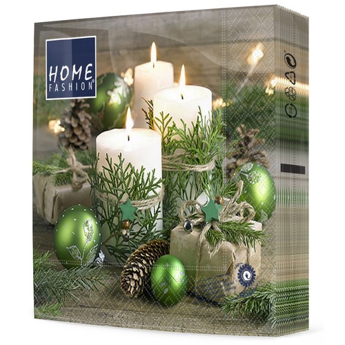 20 Servietten Snuggery - Kerzen und Weihnachtsdekoration 33x33cm