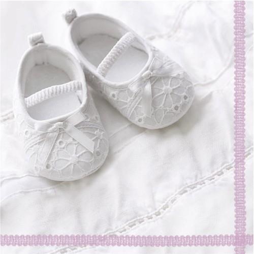 RP 20 Servietten Follow Me rosa - Babyschuhe rosa 33x33cm