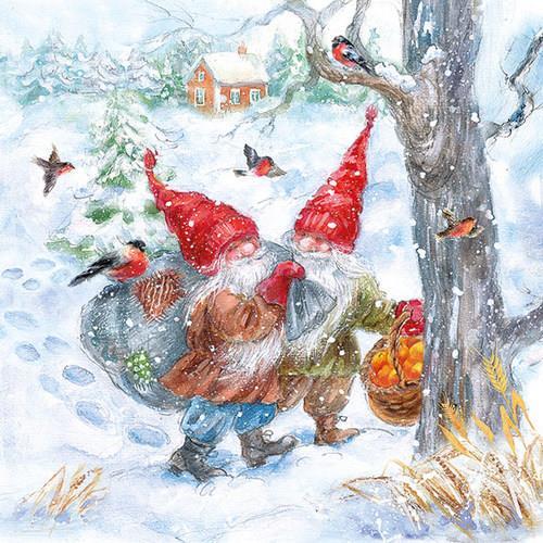 20 Servietten Heyho - Zwerge bei Winterwanderung 33x33cm