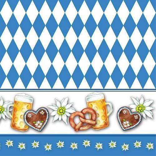 20 Servietten Oktoberfest - Bayrische Raute mit Bordüre 33x33cm