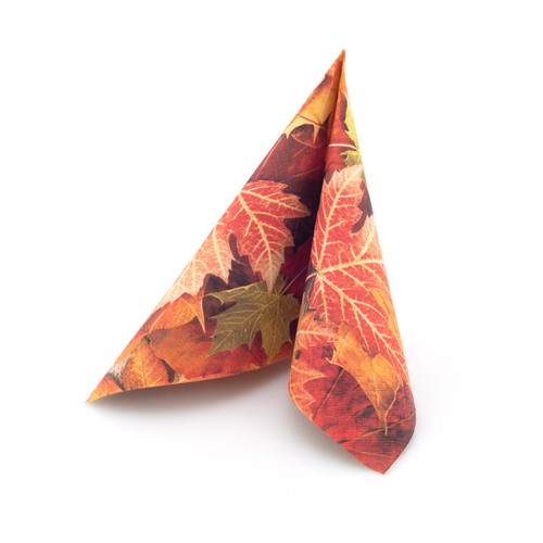 20 Servietten Mit Ahornblättern & Kastanien-Motiv – Herbst-Deko, 33x33 Cm, 3-lagig, In Deutschland Hergestellt