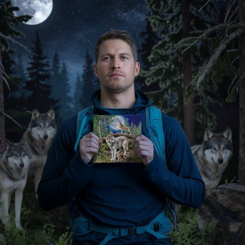 20 Servietten Wolf at the Moon - Wölfe am Mond 33x33cm