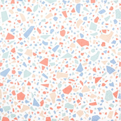 20 Servietten Terrazzo - Splitter auf weiß 33x33cm