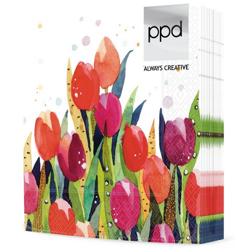 20 napkins Tulip Splash - Tulips in colourful painting 33x33cm
