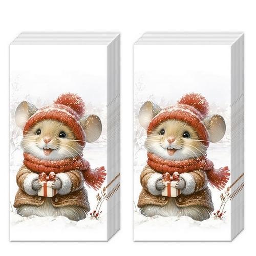 2x 10 Taschentücher Elli and Becky - Niedliche Maus mit Winterbekleidung