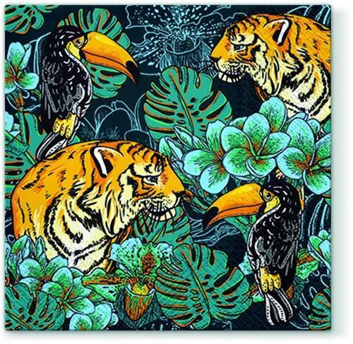 RP 20 Servietten Wild Nature - Tiger und Tukan 33x33cm