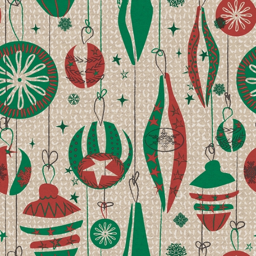 20 Servietten aus Recycling-Papier Hanging baubles - Weihnachtsanhänger blau-rot 33x33cm