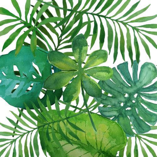 20 Servietten Feuilles Tropicales - Exotische grüne Blätter 33x33cm