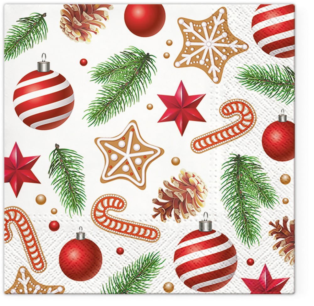 20 Servietten Sweet Holidays - Dekorative Weihnachtselemente  33x33cm