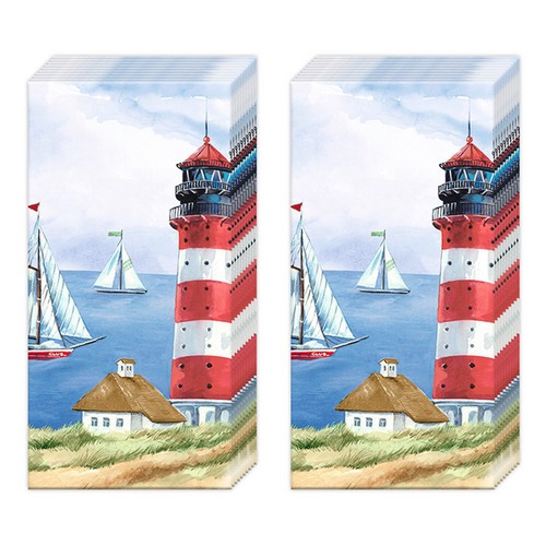 2x 10 Taschentücher Seelust - Leuchtturm überragt das Meer