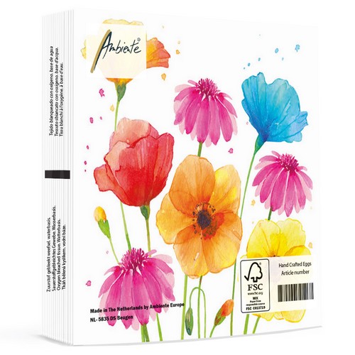 20 Servietten Colourful Summer Flowers - Blumen in prächtigen Farben 33x33cm