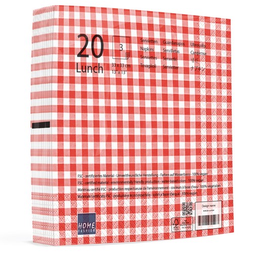 20 Servietten Karo rot 33x33cm