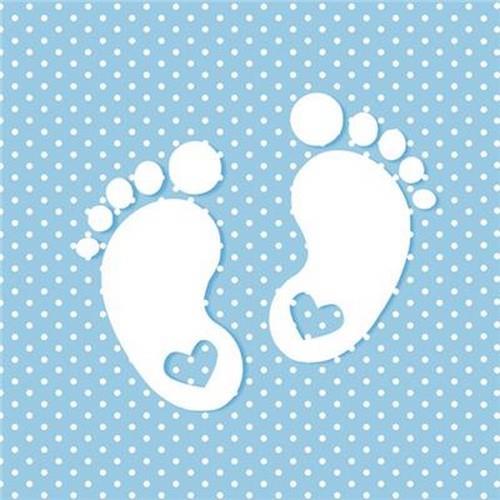 20 Servietten Little Feet blue - Kleine Fußabdrücke auf blau 33x33cm