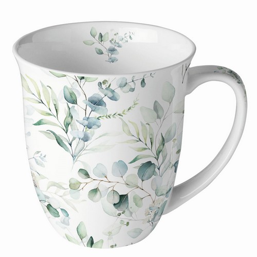 Tasse aus Porzellan Eucalyptus all over - Blätter vom Eukalyptus 0,4L, Höhe 10,5cm