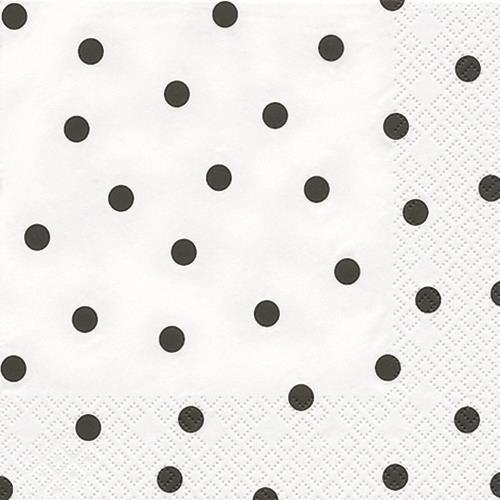 20 Servietten Punkte schwarz 33x33cm