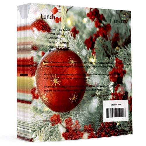 20 Servietten Twinkle Twinkle - Rote Weihnachtskugel 33x33cm