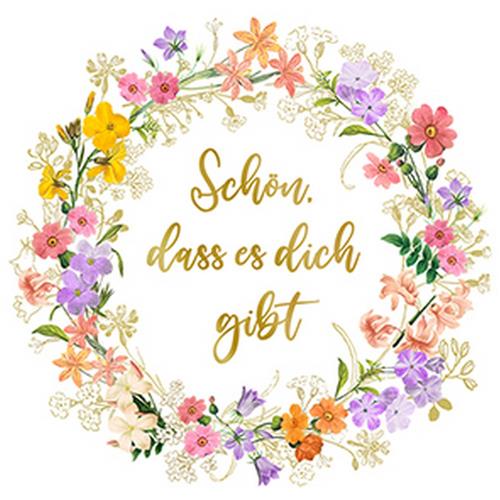 20 Servietten Sophies Garden - Blumenkranz mit Schön 33x33cm