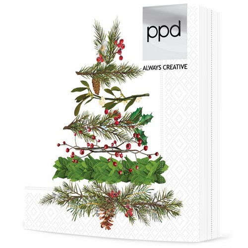 20 Servietten Christmas Arbor - Zweige zum Tannenbaum gelegt 33x33cm