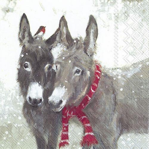 20 Servietten Pips and Grey – Zwei Esel zur Winterzeit 33x33cm