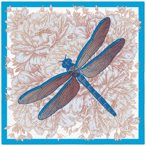 20 Servietten Dragonblue - Libelle in blau 33x33cm