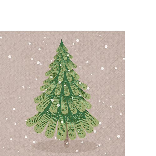 20 kleine Cocktailservietten Crafty Tree - Grüner Baum auf taupe 25x25cm