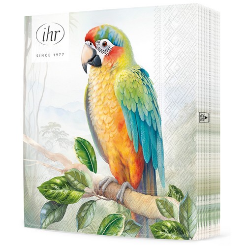 20 Servietten Exotic Parrot - Papagei im Dschungel 33x33cm