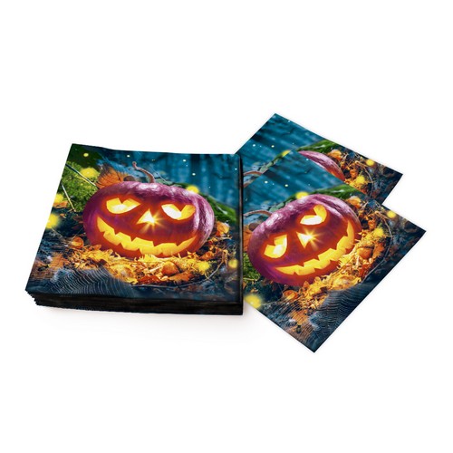 20 Servietten Pumpkin Night - Halloween-Kürbis bei Nacht 33x33cm