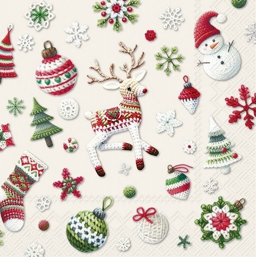 20 Servietten Christmas Handcrafts - Gehäkelte Weihnachtsstücke 33x33cm
